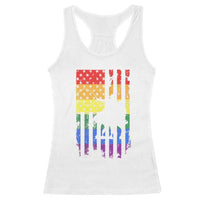 Rodeo Gay Cowboy Western LGBTQ Rainbow Flag Racerback Tank Top