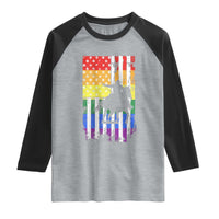 Rodeo Gay Cowboy Western LGBTQ Rainbow Flag Raglan Shirt