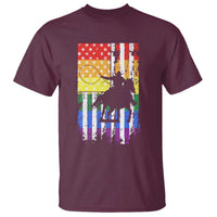 Rodeo Gay Cowboy Western LGBTQ Rainbow Flag T Shirt