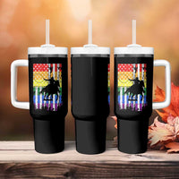 Rodeo Gay Cowboy Western LGBTQ Rainbow Flag Tumbler With Handle
