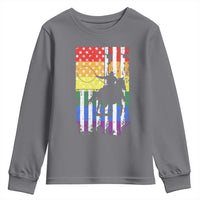 Rodeo Gay Cowboy Western LGBTQ Rainbow Flag Youth Sweatshirt