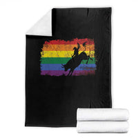 Rodeo Cowboy Bull Rider Western LGBTQ Rainbow Flag Throw Blanket
