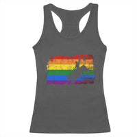Rodeo Cowboy Bull Rider Western LGBTQ Rainbow Flag Racerback Tank Top