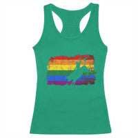 Rodeo Cowboy Bull Rider Western LGBTQ Rainbow Flag Racerback Tank Top