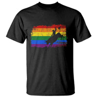 Rodeo Cowboy Bull Rider Western LGBTQ Rainbow Flag T Shirt
