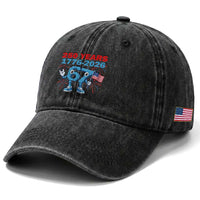 250th America Anniversary Washed Cotton Baseball Cap Funny Italian Brainrot Meme 4th of July