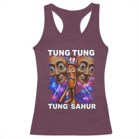 Tung Tung Sahur Italian Brainrot 4th Of July Meme Racerback Tank Top