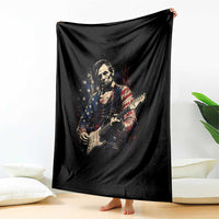 Abraham Lincoln Playing Guitar 4th of July Throw Blanket