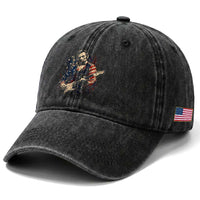 Abraham Lincoln Playing Guitar 4th of July Washed Cotton Baseball Cap