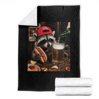 Patriotic USA Raccoon Drinking Beer Throw Blanket 4th of July Meme
