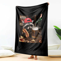 Patriotic USA Raccoon Drinking Beer Throw Blanket 4th of July Meme