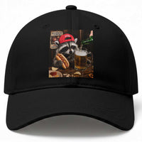 Patriotic USA Raccoon Drinking Beer Baseball Cap 4th of July Meme