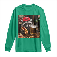 Patriotic USA Raccoon Drinking Beer Long Sleeve Shirt 4th of July Meme
