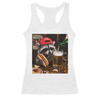 Patriotic USA Raccoon Drinking Beer Racerback Tank Top 4th of July Meme