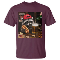 Patriotic USA Raccoon Drinking Beer T Shirt 4th of July Meme