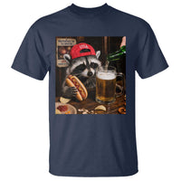 Patriotic USA Raccoon Drinking Beer T Shirt 4th of July Meme