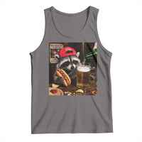 Patriotic USA Raccoon Drinking Beer Tank Top 4th of July Meme
