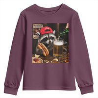 Patriotic USA Raccoon Drinking Beer Youth Sweatshirt 4th of July Meme