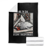 Neil The Seal Become Ungovernable Throw Blanket Vintage Elephant Seal Animal Meme
