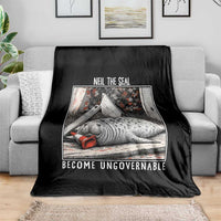 Neil The Seal Become Ungovernable Throw Blanket Vintage Elephant Seal Animal Meme