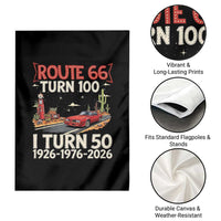 Highway 66 Turn 100 I Turn 50 Garden Flag Vintage 1976 Road Sign Classic Muscle Car Lover 50 Year Old Gift