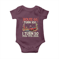 Highway 66 Turn 100 I Turn 50 Baby Onesie Vintage 1976 Road Sign Classic Muscle Car Lover 50 Year Old Gift