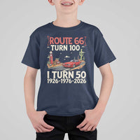 Highway 66 Turn 100 I Turn 50 T Shirt For Kid Vintage 1976 Road Sign Classic Muscle Car Lover 50 Year Old Gift
