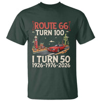 Highway 66 Turn 100 I Turn 50 T Shirt Vintage 1976 Road Sign Classic Muscle Car Lover 50 Year Old Gift