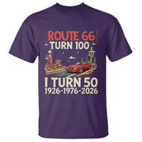 Highway 66 Turn 100 I Turn 50 T Shirt Vintage 1976 Road Sign Classic Muscle Car Lover 50 Year Old Gift