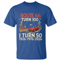 Highway 66 Turn 100 I Turn 50 T Shirt Vintage 1976 Road Sign Classic Muscle Car Lover 50 Year Old Gift