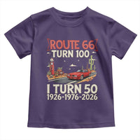 Highway 66 Turn 100 I Turn 50 Toddler T Shirt Vintage 1976 Road Sign Classic Muscle Car Lover 50 Year Old Gift