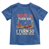 Highway 66 Turn 100 I Turn 50 Toddler T Shirt Vintage 1976 Road Sign Classic Muscle Car Lover 50 Year Old Gift