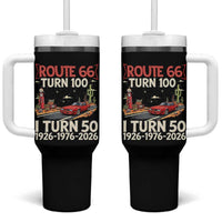Highway 66 Turn 100 I Turn 50 Tumbler With Handle Vintage 1976 Road Sign Classic Muscle Car Lover 50 Year Old Gift