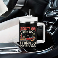 Highway 66 Turn 100 I Turn 50 Tumbler With Handle Vintage 1976 Road Sign Classic Muscle Car Lover 50 Year Old Gift