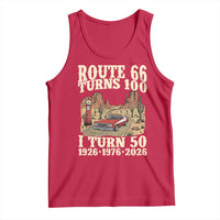 Highway 66 Turn 100 I Turn 50 Tank Top Vintage 1976 Road Sign American Muscle Car Lover 50 Year Old Gift