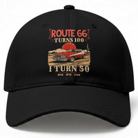 Highway 66 Turn 100 I Turn 50 Baseball Cap Vintage 1976 Road Sign Classic Muscle Car Lover 50th Birthday Gift