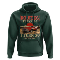 Highway 66 Turn 100 I Turn 50 Hoodie Vintage 1976 Road Sign Classic Muscle Car Lover 50th Birthday Gift