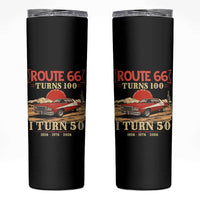 Highway 66 Turn 100 I Turn 50 Skinny Tumbler Vintage 1976 Road Sign Classic Muscle Car Lover 50th Birthday Gift