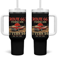 Highway 66 Turn 100 I Turn 50 Tumbler With Handle Vintage 1976 Road Sign Classic Muscle Car Lover 50th Birthday Gift