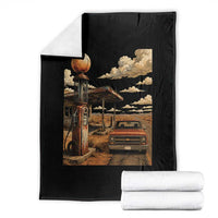 Highway 66 Classic Gas Pump Desert Classic Pickup Truck Car Lover Throw Blanket