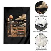 Highway 66 Classic Gas Pump Desert Classic Pickup Truck Car Lover Garden Flag