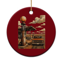 Highway 66 Classic Gas Pump Desert Classic Pickup Truck Car Lover Ceramic Ornament