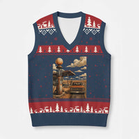 Highway 66 Classic Gas Pump Desert Classic Pickup Truck Car Lover V-Neck Knit Sweater Vest