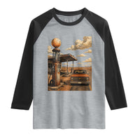 Highway 66 Classic Gas Pump Desert Classic Pickup Truck Car Lover Raglan Shirt