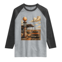 Highway 66 Classic Gas Pump Desert Classic Pickup Truck Car Lover Raglan Shirt