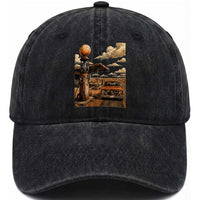 Highway 66 Classic Gas Pump Desert Classic Pickup Truck Car Lover Washed Cotton Baseball Cap