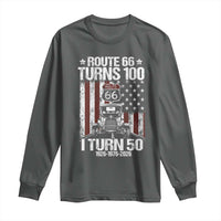 Highway 66 Turn 100 I Turn 50 Long Sleeve Shirt Vintage 1976 America Road Sign America Antique Car Lover 50 Year Old Gift