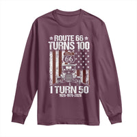 Highway 66 Turn 100 I Turn 50 Long Sleeve Shirt Vintage 1976 America Road Sign America Antique Car Lover 50 Year Old Gift