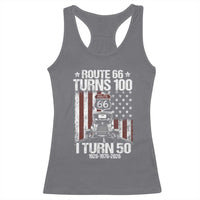 Highway 66 Turn 100 I Turn 50 Racerback Tank Top Vintage 1976 America Road Sign America Antique Car Lover 50 Year Old Gift