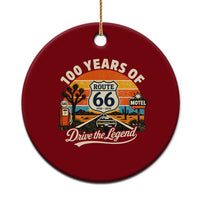 Vintage Highway 66 100th Anniversary 2026 Americana Road Trip Souvenir Ceramic Ornament